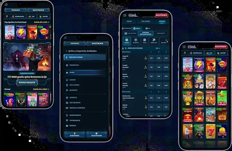 FamBet op smartphone: lobby, sport en menu
